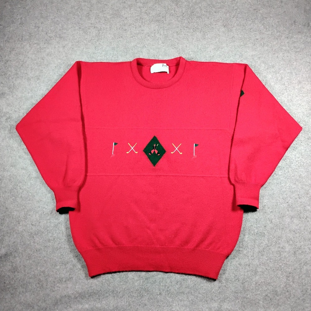 Vintage Pringle of Scotland Nick Faldo Golf Sweater Mens S‎ Red Wool Pullover